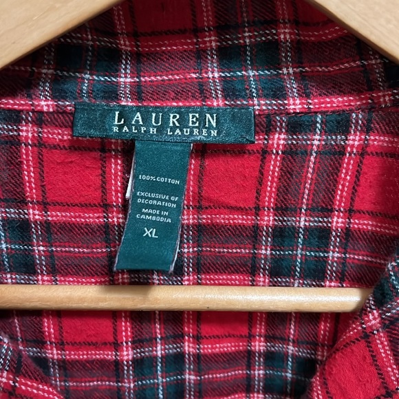 Vintage Lauren Ralph Lauren Women’s Logo Plaid Flannel Nightgown Size XL. A477 - Picture 3 of 4